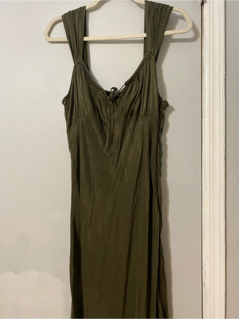 {Madewell} Petite Square-Neck Midi Dress | Expedition Green~ Size 12 - Picture 7 of 16